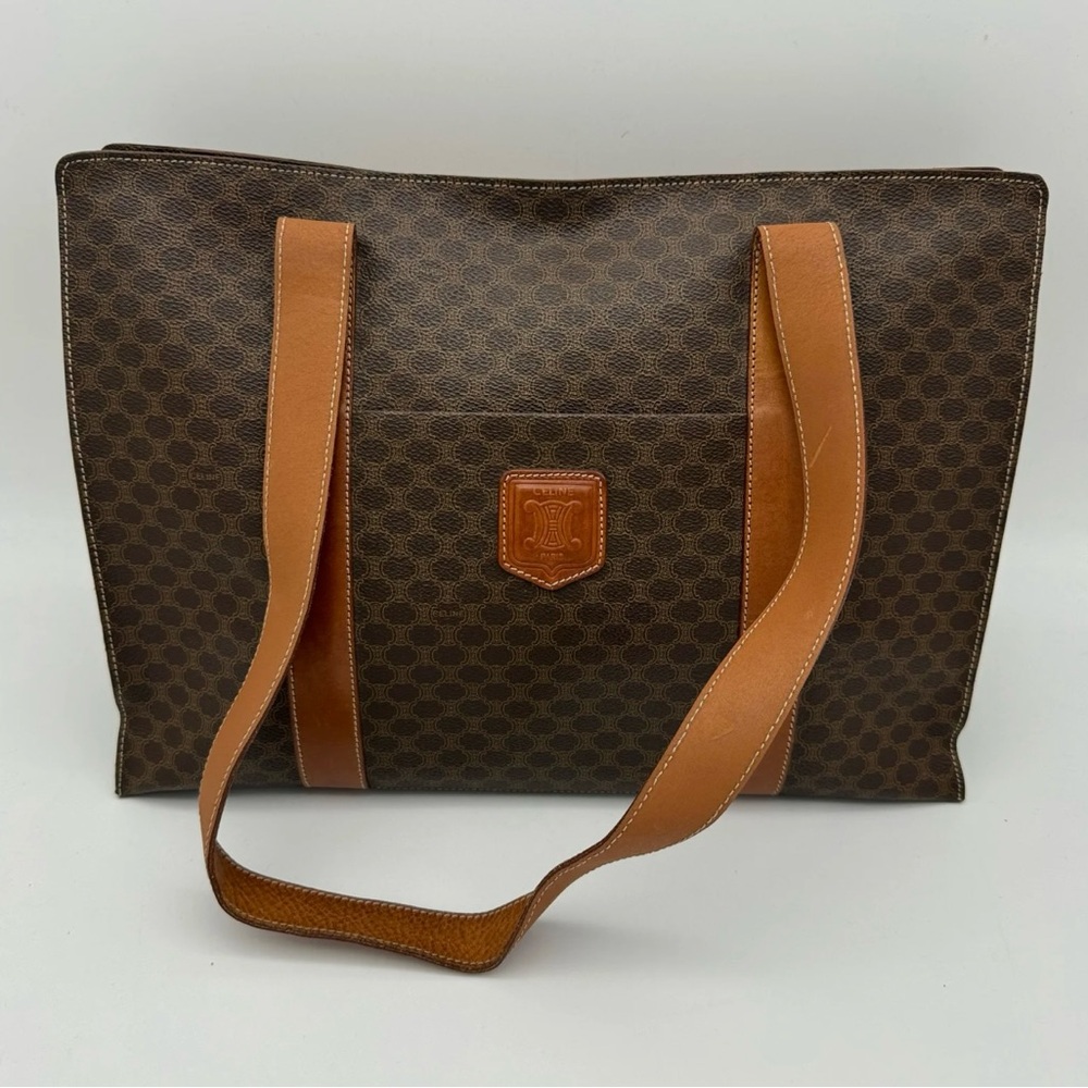 VINTAGE CELINE TRIOMPHE LEATHER/CANVAS TOTE - bought new vintage never worn
